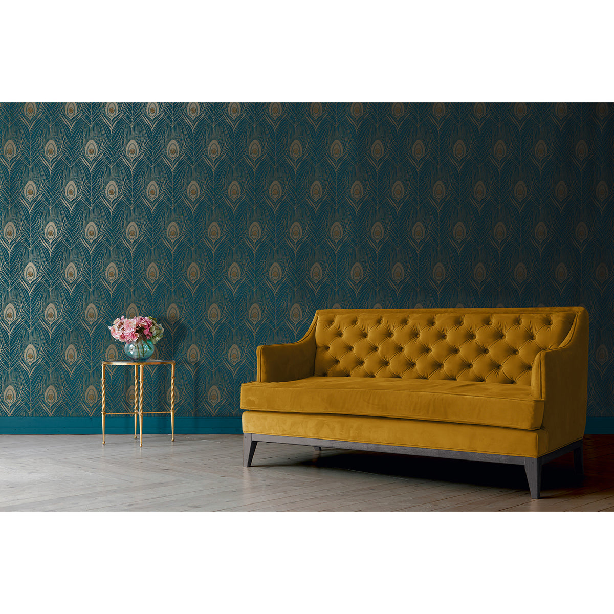 Prosperity Blue Feather Wallpaper - Brewster Wallcovering