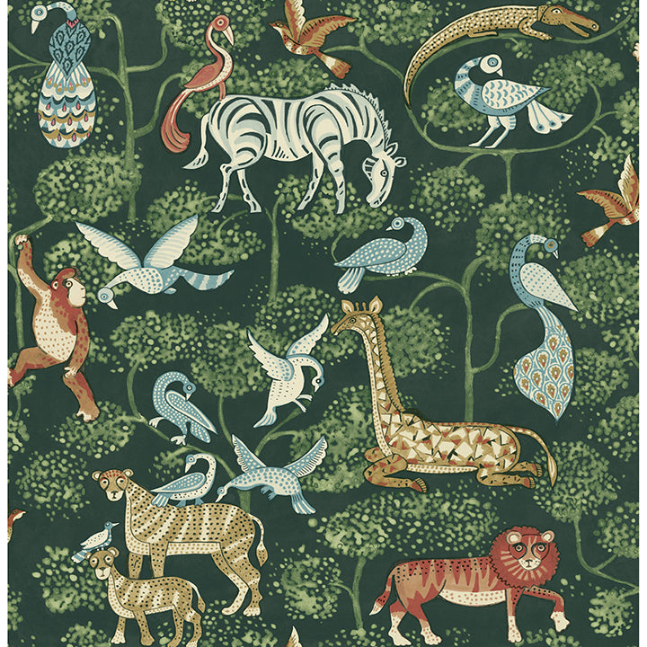 Picture of Rigby Green Jungle Animals Wallpaper