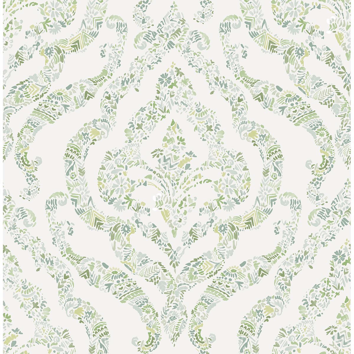 Picture of Featherton Light Green Floral Damask Wallpaper