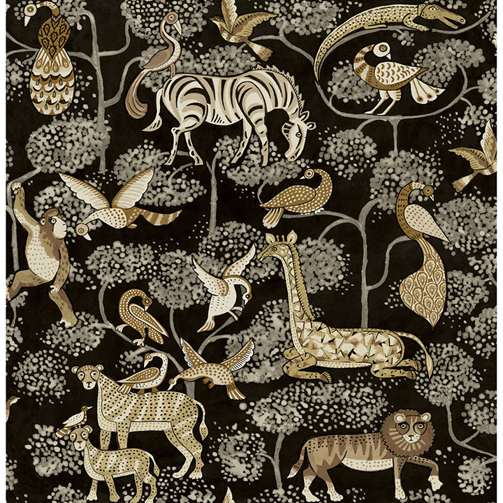 Picture of Rigby Black Jungle Animals Wallpaper