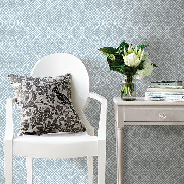 Napa Blue Geometric Wallpaper - Brewster Wallcovering