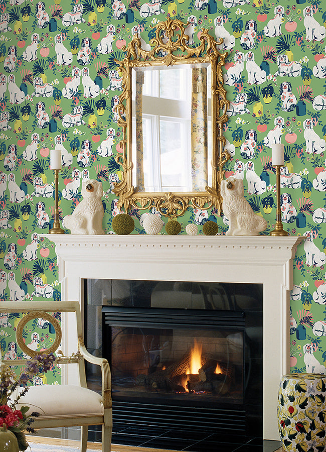 Jade Good Dog Peel and Stick Wallpaper - Brewster Wallcovering