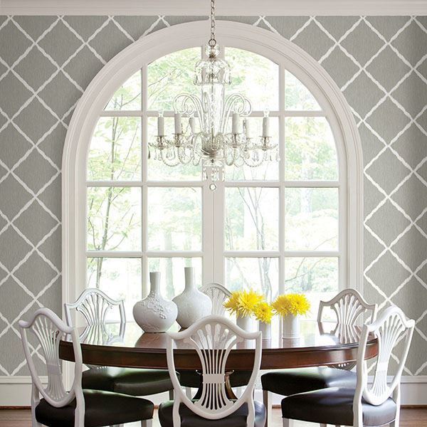 Sterling Ikat Trellis Wallpaper by Sarah Richardson - Brewster Wallcovering