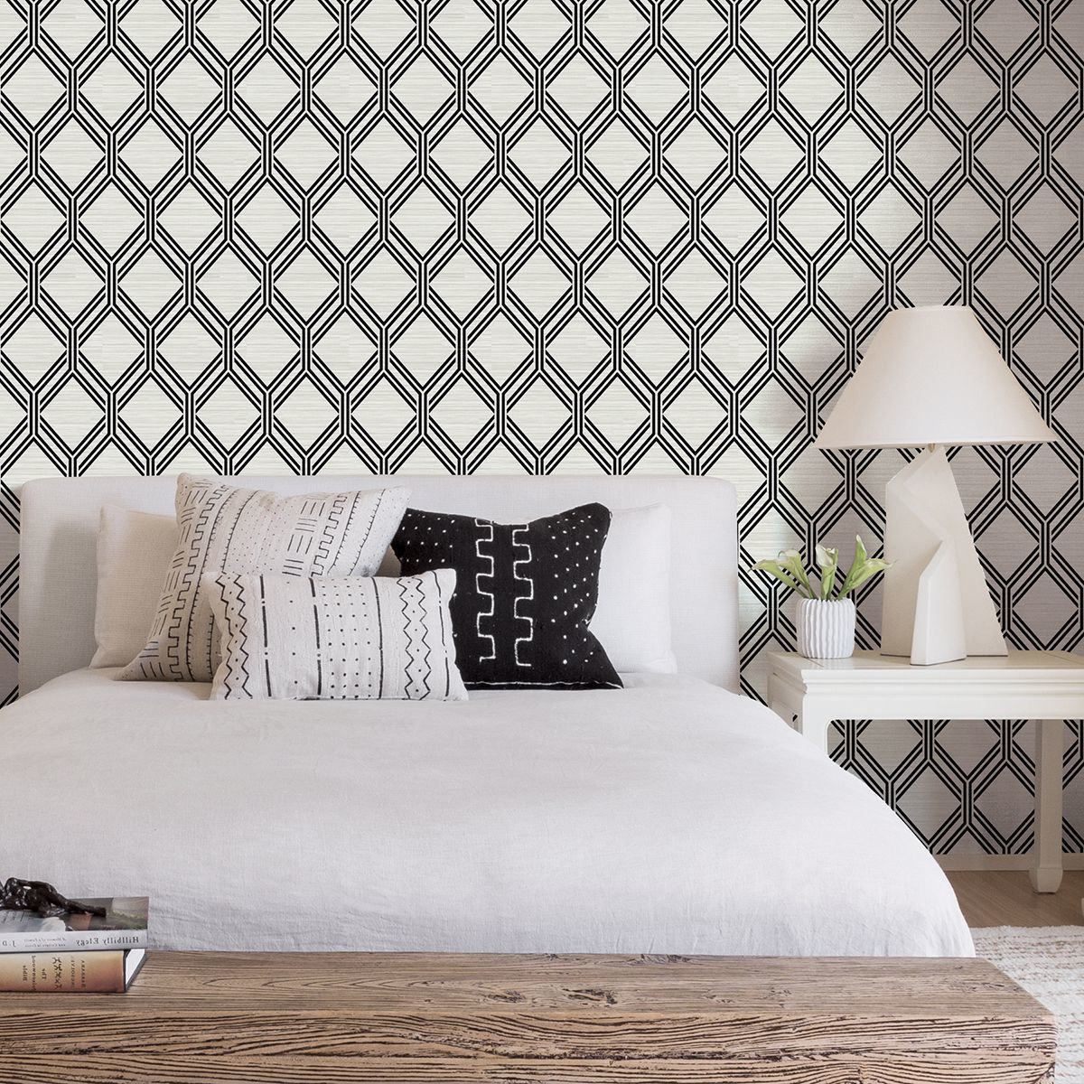 Vaughan Grey Geometric Wallpaper - Brewster Wallcovering