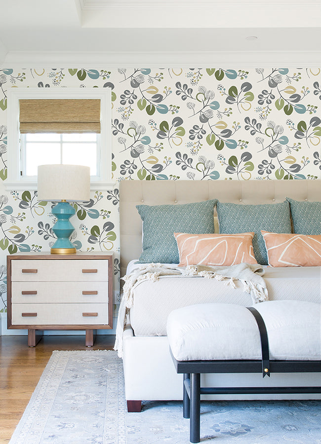 Jonah Green Leaf Trail Wallpaper - Brewster Wallcovering