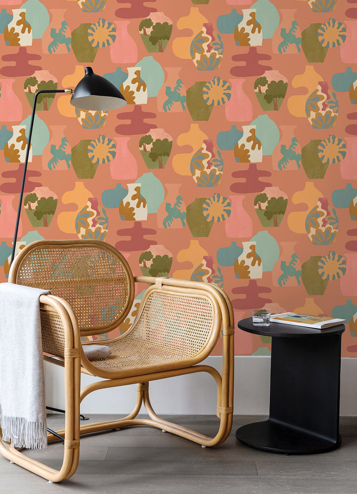 Terracotta Miracle Vases Geometric Peel and Stick Wallpaper - Brewster Wallcovering