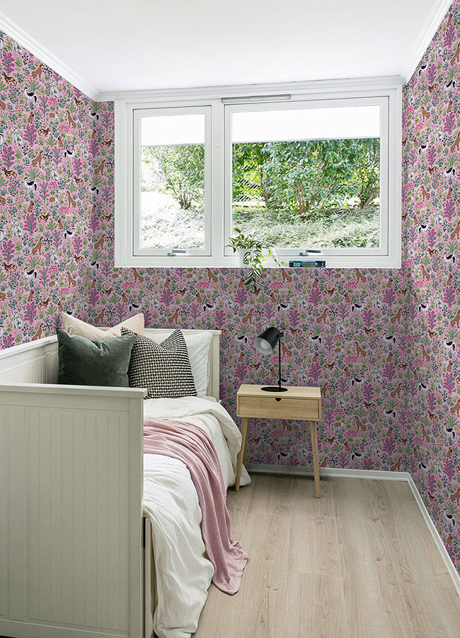 Must Love Dogs Pink Peel and Stick Wallpaper - Brewster Wallcovering