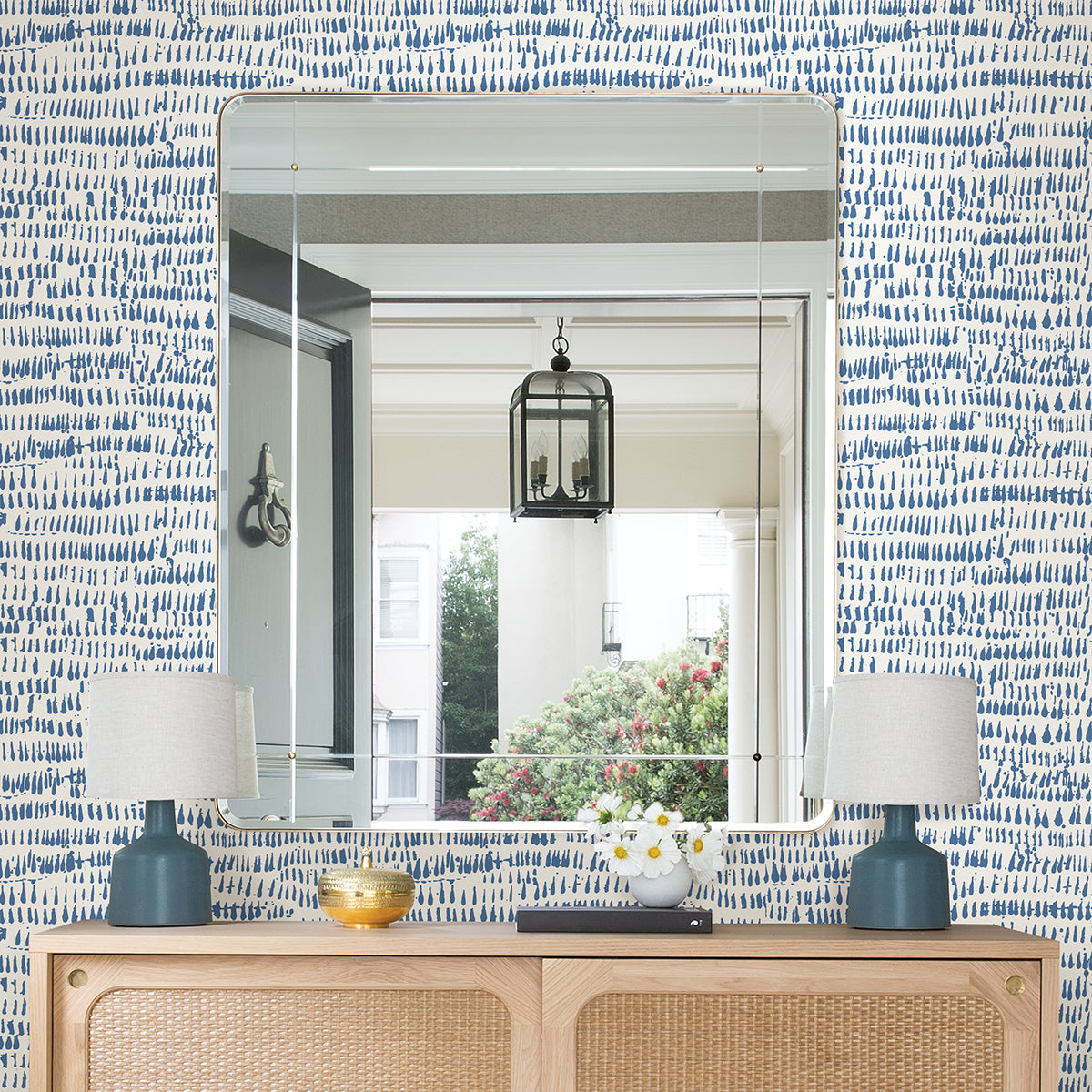 Blue Kylver Peel and Stick Wallpaper - Brewster Wallcovering