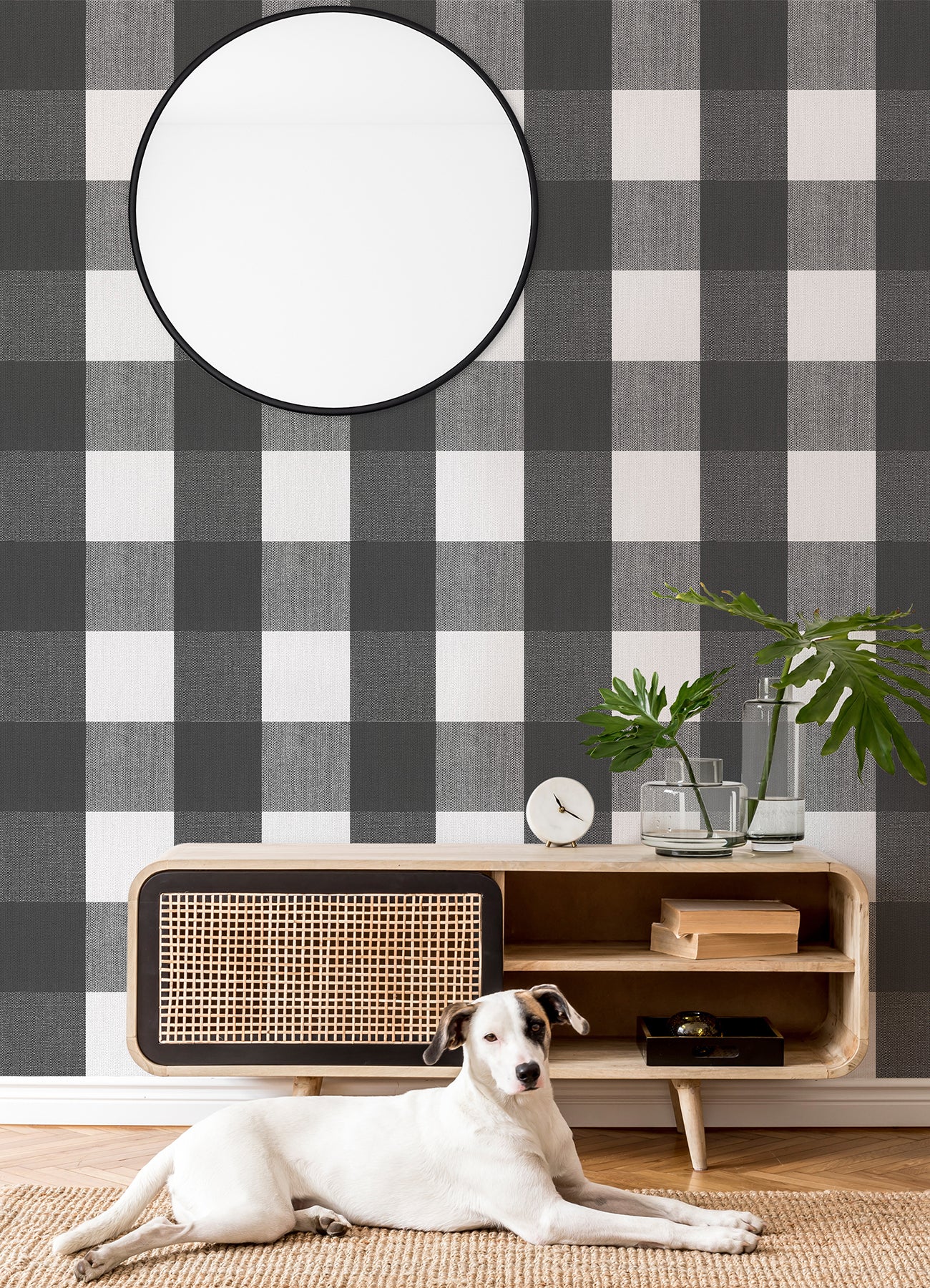 Charcoal Buffalo Plaid Plaid Peel and Stick Wallpaper - Brewster Wallcovering