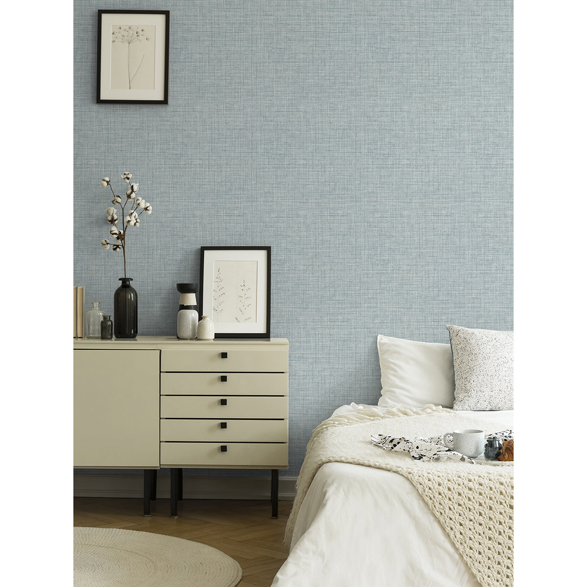 Tuckernuck Slate Linen Wallpaper - Brewster Wallcovering