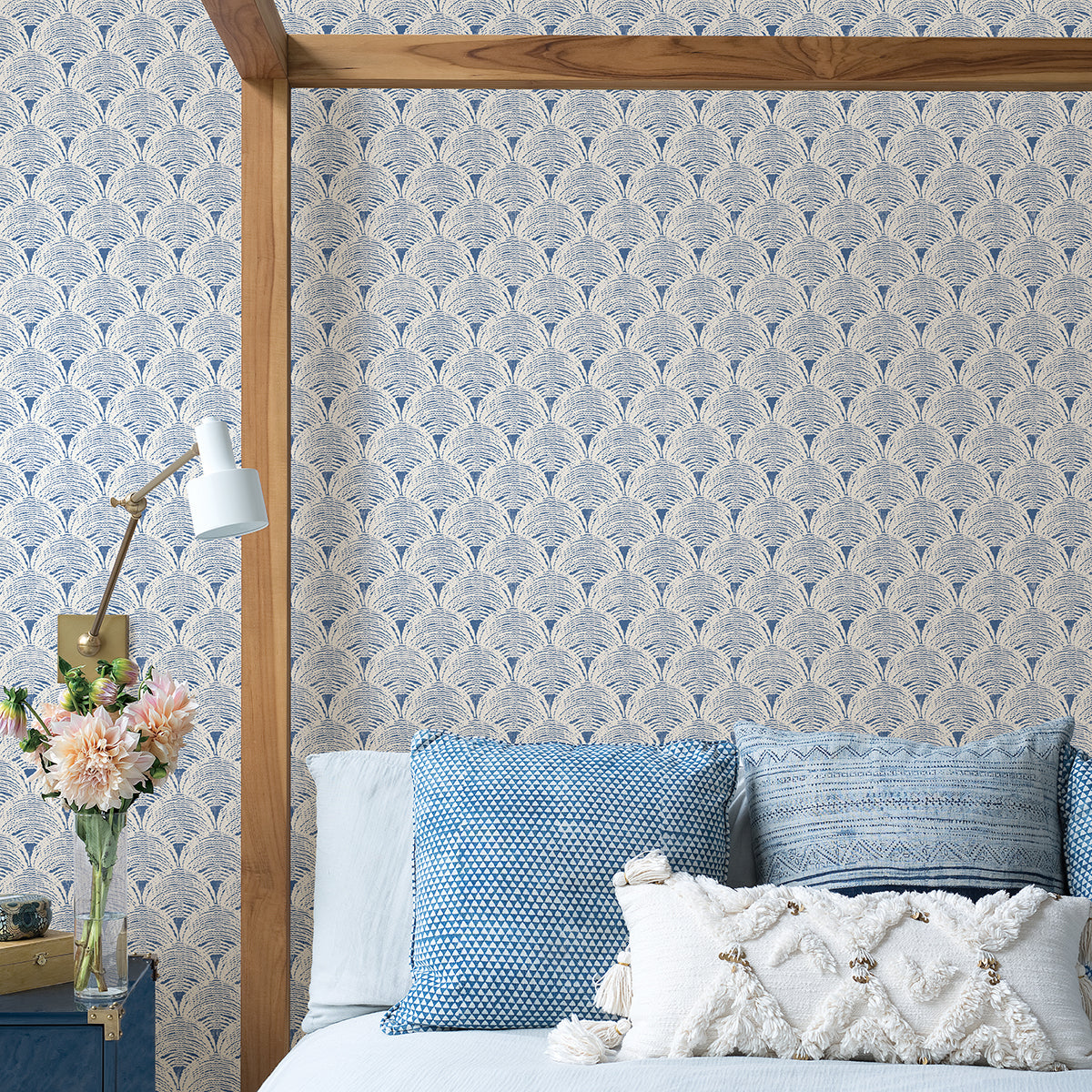 Blue Manila Peel and Stick Wallpaper - Brewster Wallcovering