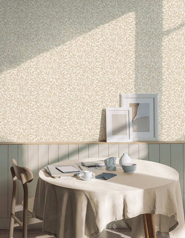 Winter Berry Beige Vine Wallpaper - Brewster Wallcovering