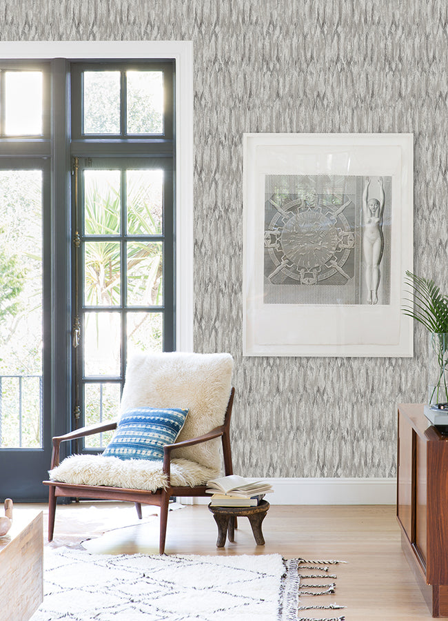 Kintana Silver Abstract Trellis Wallpaper - Brewster Wallcovering