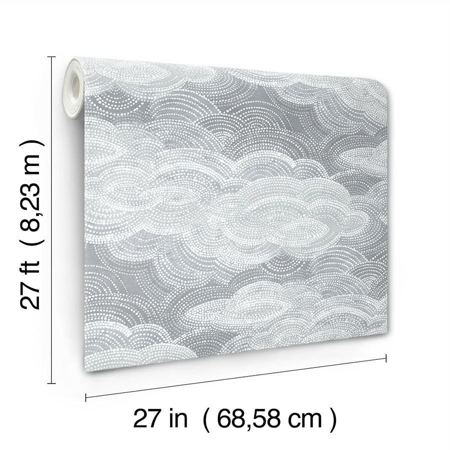 Vision Slate Stipple Clouds Wallpaper - Brewster Wallcovering