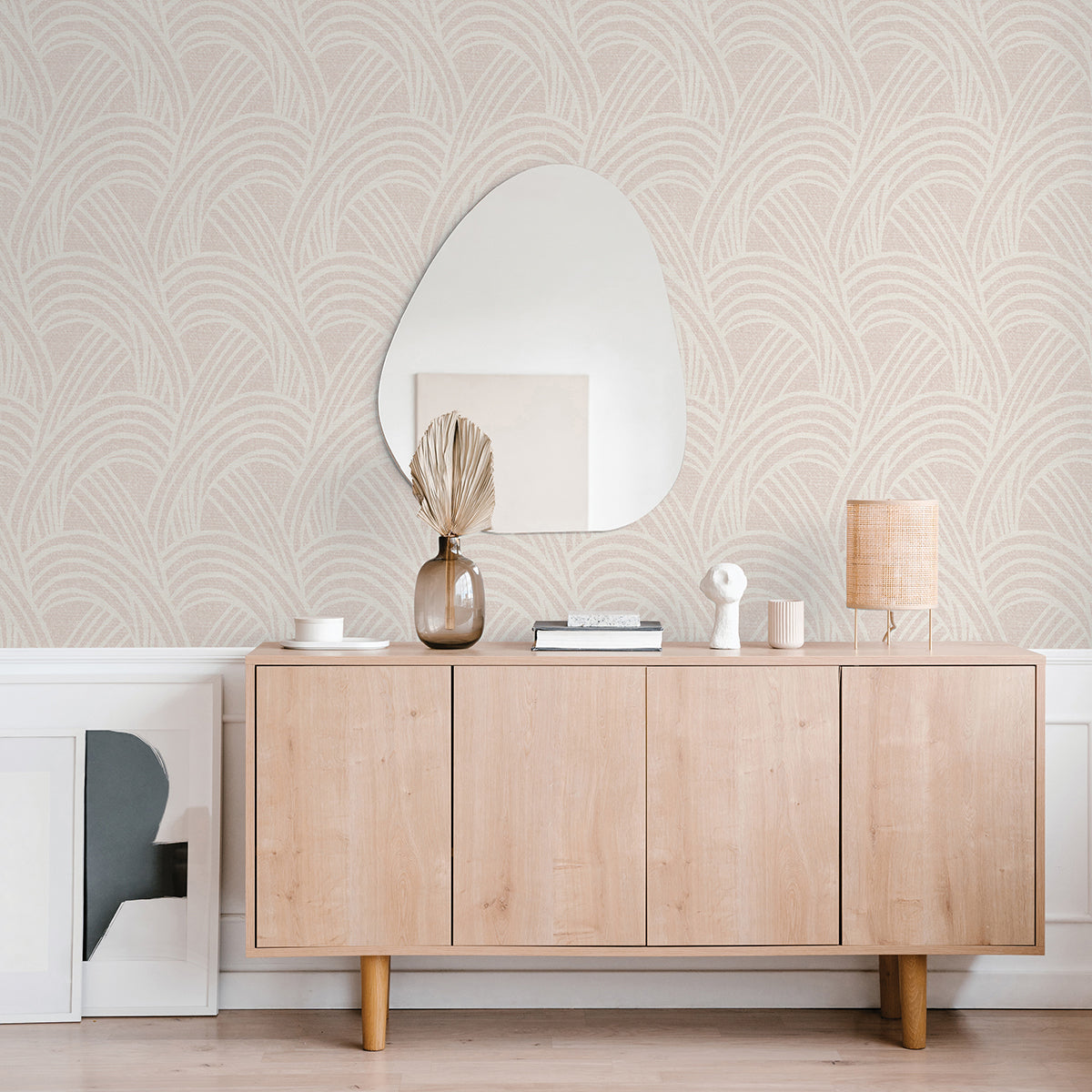 Farrah Blush Geometric Wallpaper - Brewster Wallcovering