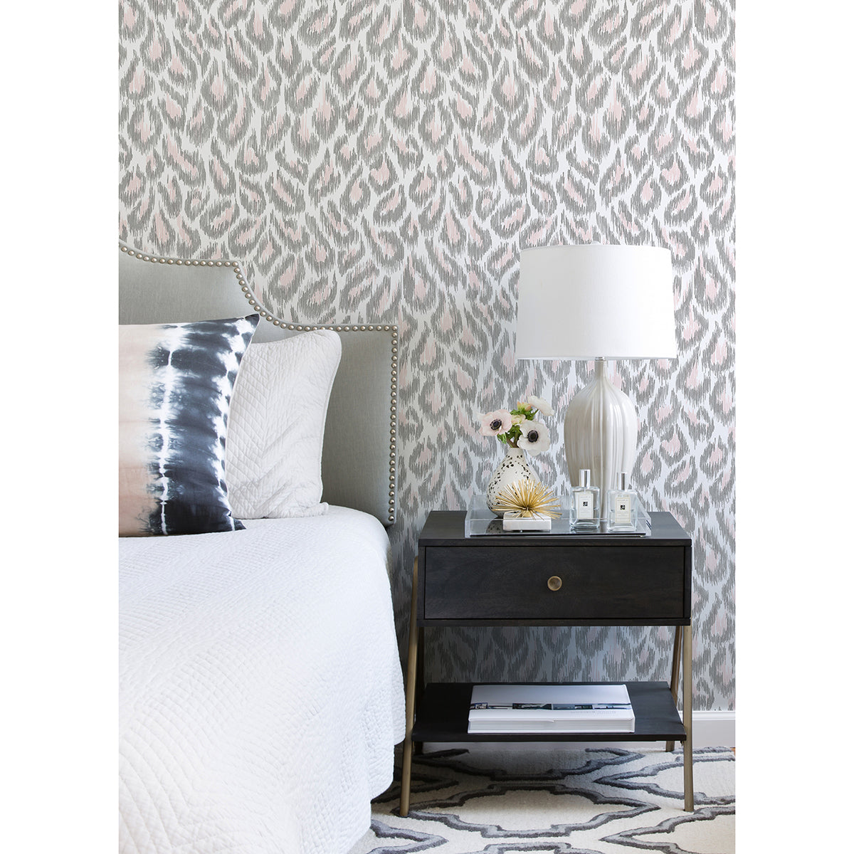 Electra Blush Leopard Spot String Wallpaper - Brewster Wallcovering