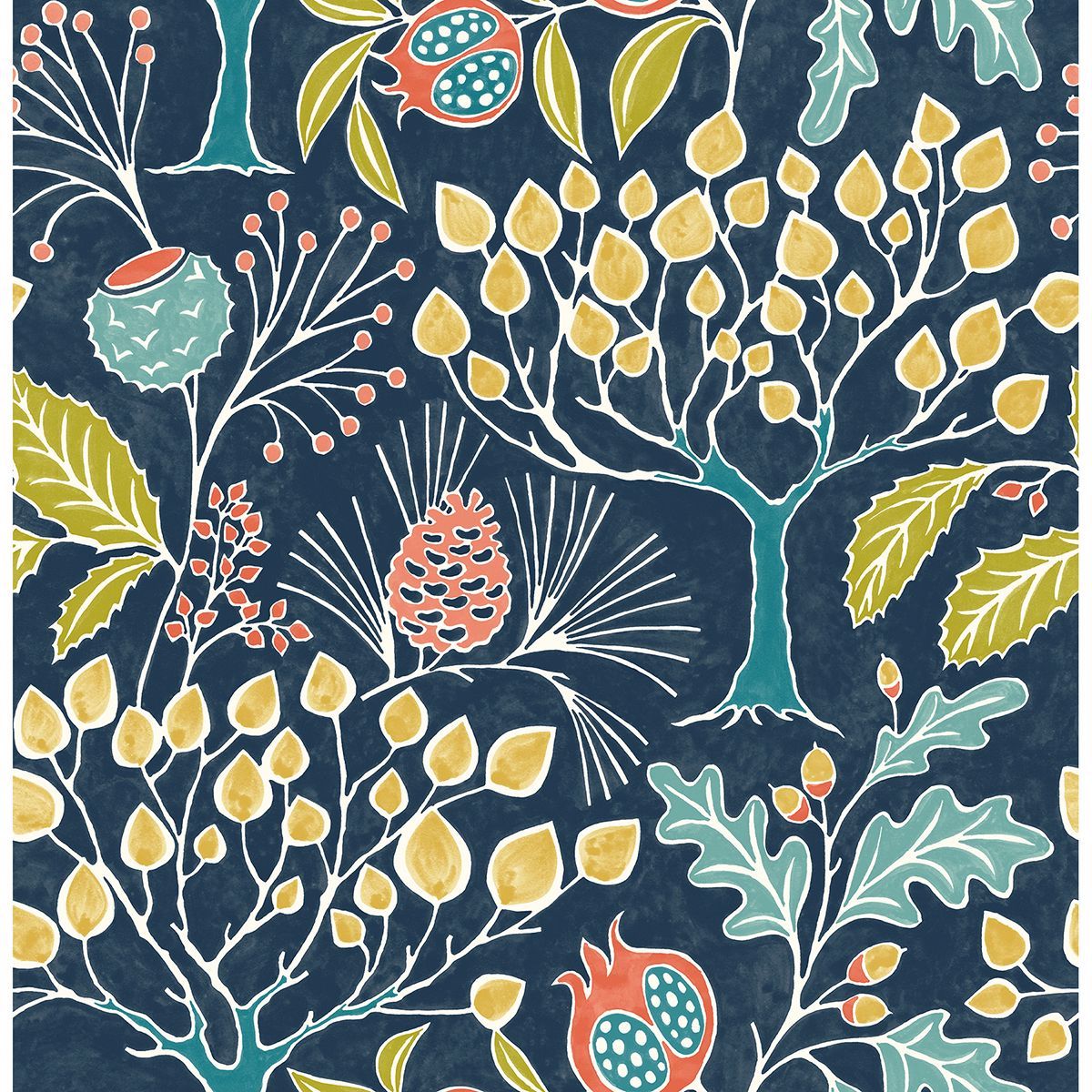 Picture of Shiloh Navy Botanical Wallpaper