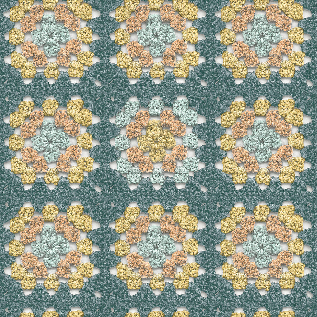 Picture of Maud Teal Crochet Geometric Wallpaper