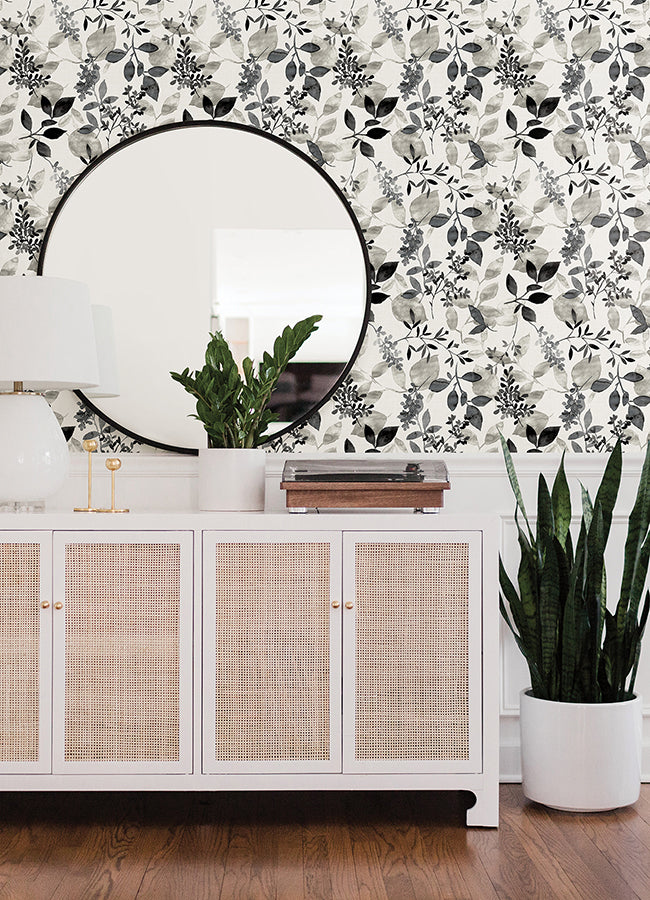 Black Breezy Peel and Stick Wallpaper - Brewster Wallcovering