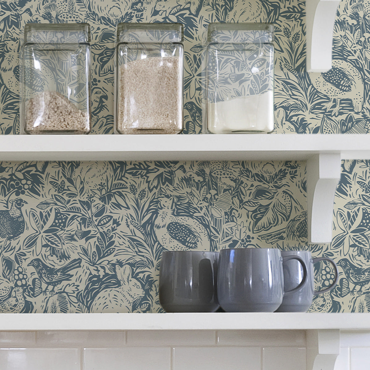 Blue Terrene Peel and Stick Wallpaper - Brewster Wallcovering