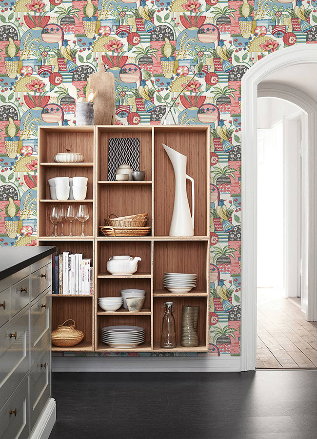 Fika Rose Blissful Birds & Blooms Wallpaper - Brewster Wallcovering