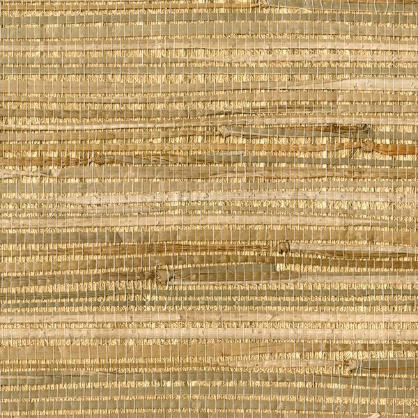 Zoho Neutral Foil Grass - Brewster Wallcovering