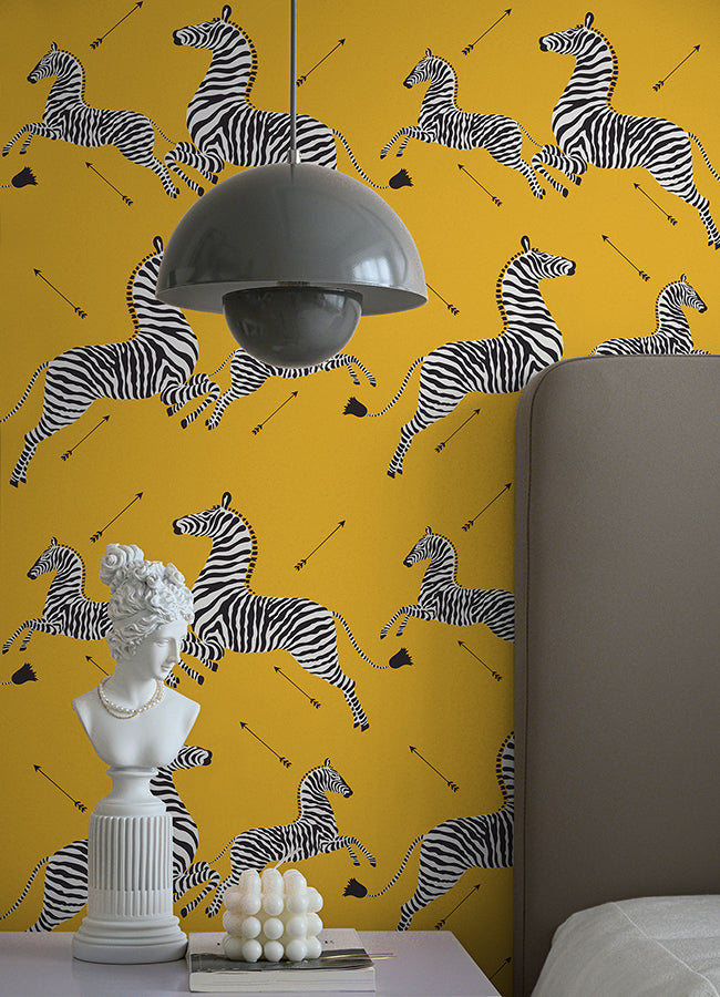 Sunbeam Zebra Safari Peel and Stick Wallpaper - Brewster Wallcovering