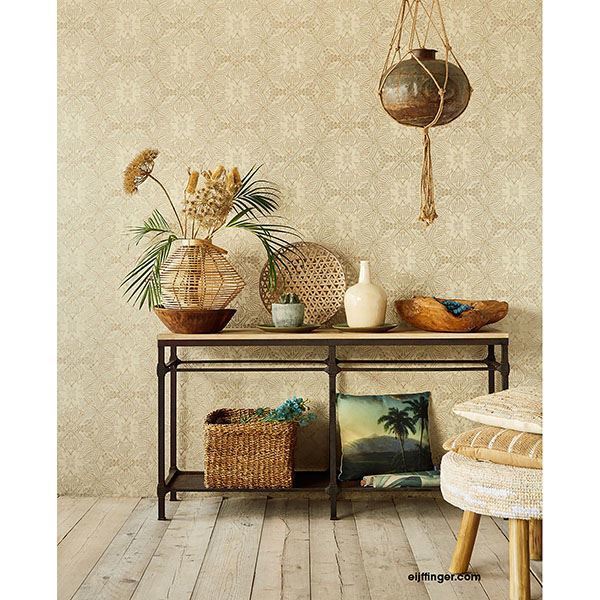 Medallion Gold Seychelles Wallpaper - Brewster Wallcovering