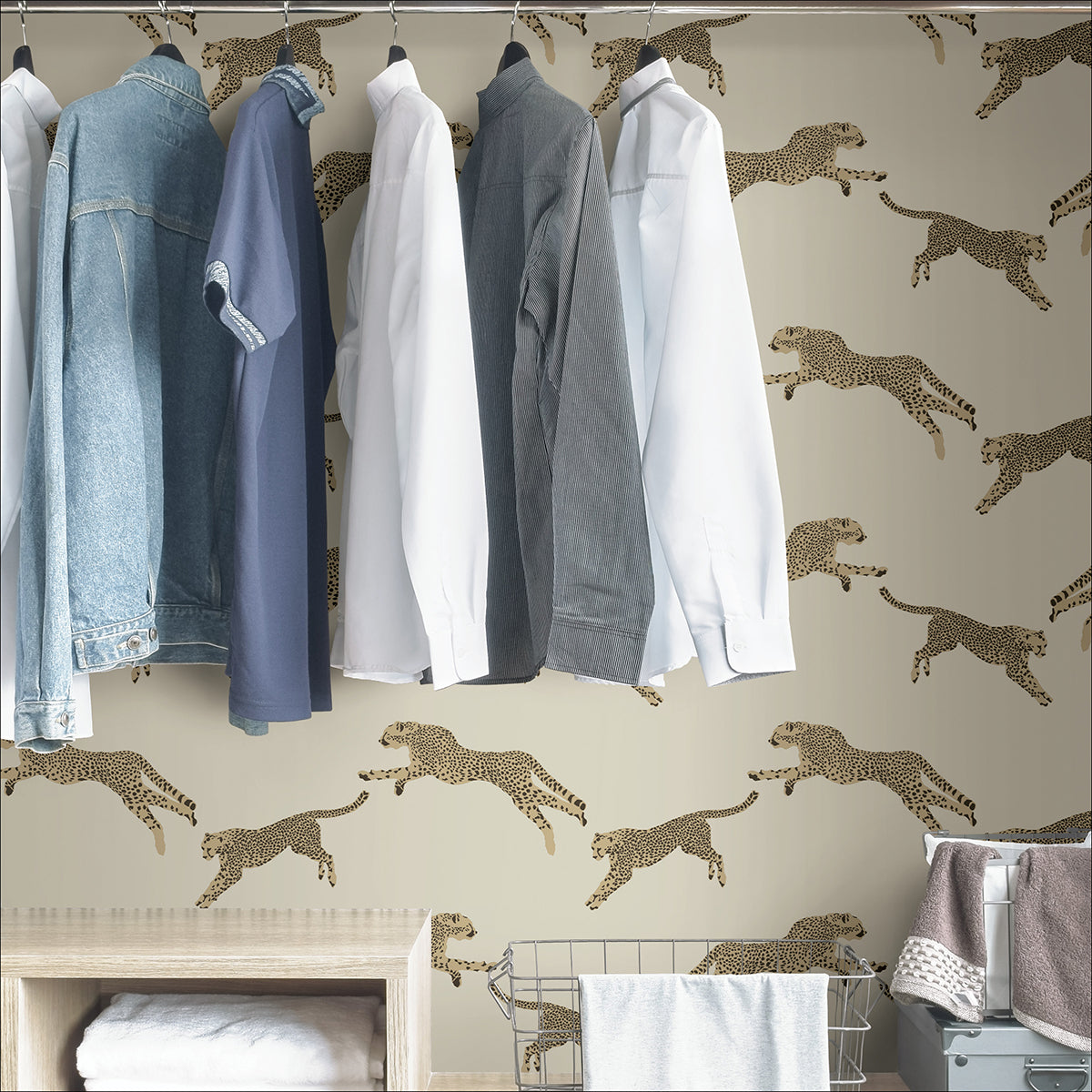 Dune Leaping Cheetah Peel and Stick Wallpaper - Brewster Wallcovering