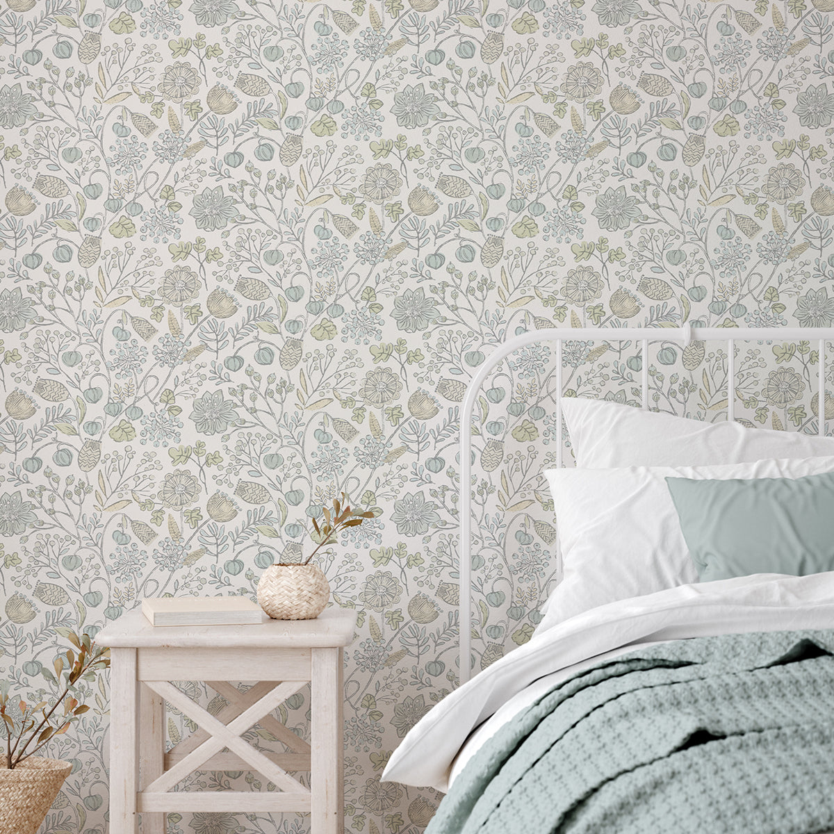 Blue and Green Southern Trail Peel and Stick Wallpaper - Brewster Wallcovering