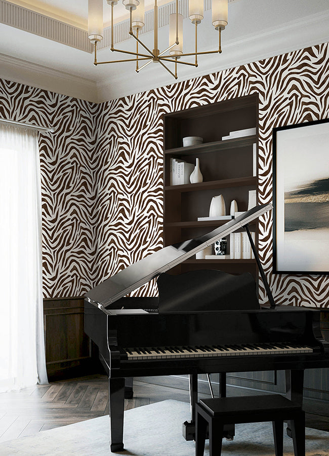 Brown RuZebra Peel and Stick Wallpaper - Brewster Wallcovering