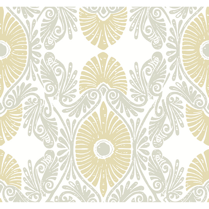 Picture of Villa Light Yellow Embellished Ogee Wallpaper