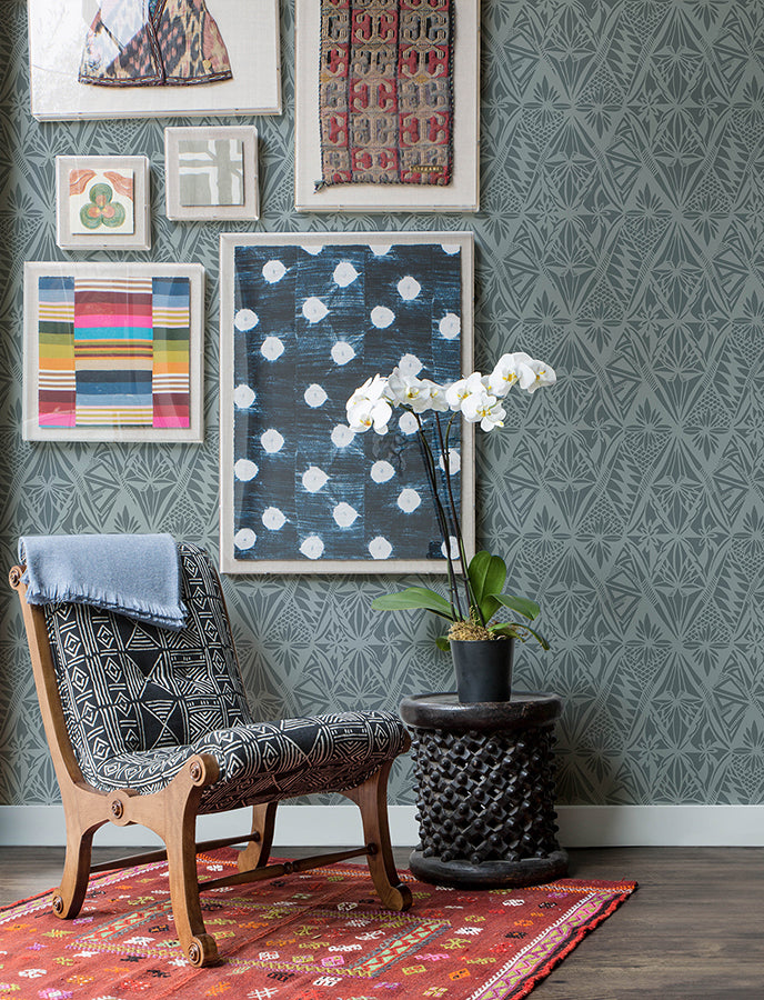 Urbane Denim Diamonds Wallpaper - Brewster Wallcovering