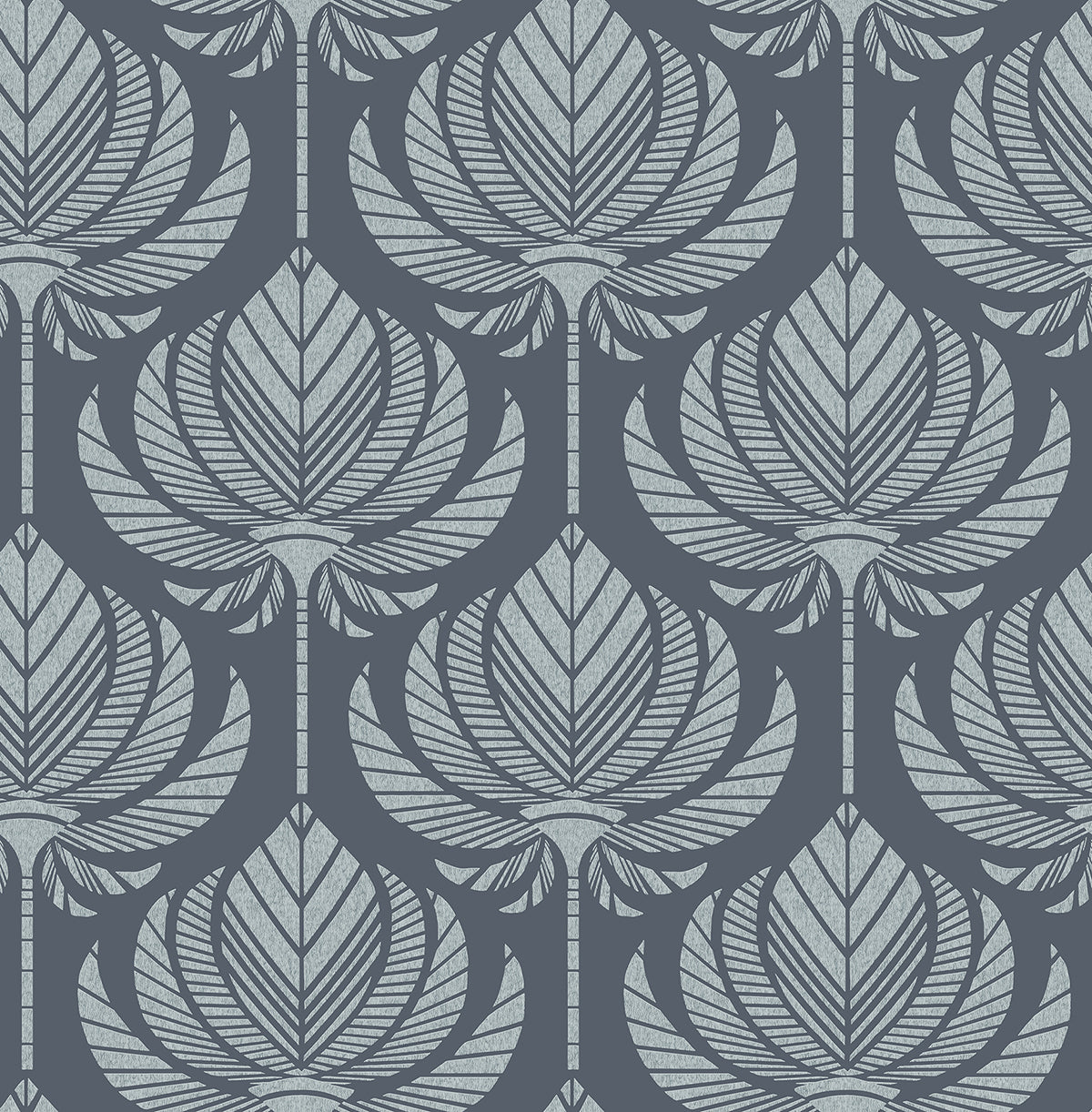 Picture of Palmier Navy Lotus Fan Wallpaper