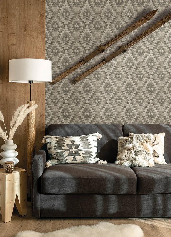 Montana Charcoal Wallpaper - Brewster Wallcovering