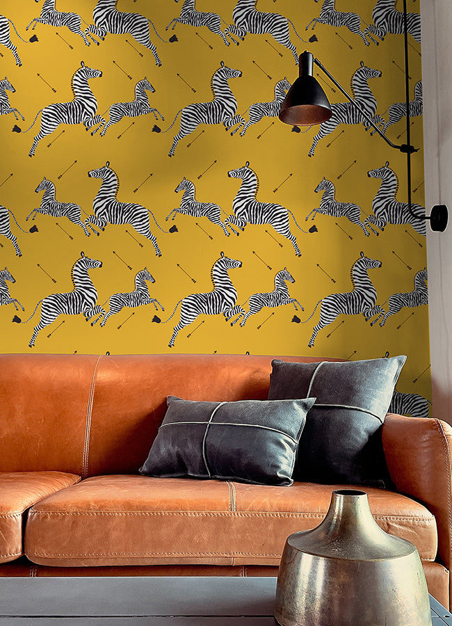 Sunbeam Zebra Safari Peel and Stick Wallpaper - Brewster Wallcovering