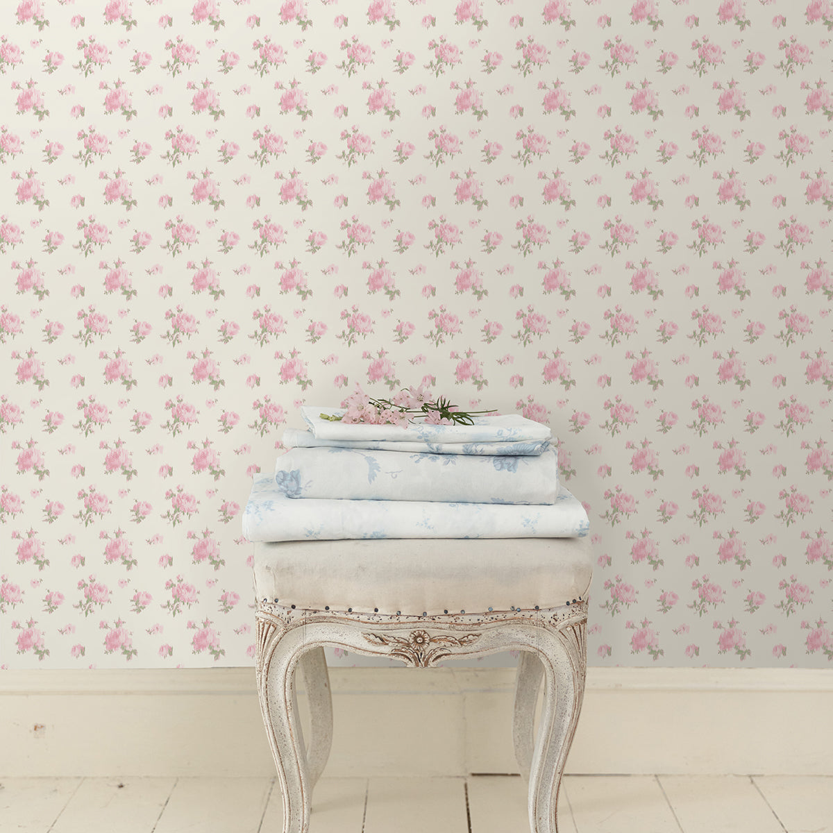 Ikat Rose Pink Small Print Wallpaper - Brewster Wallcovering