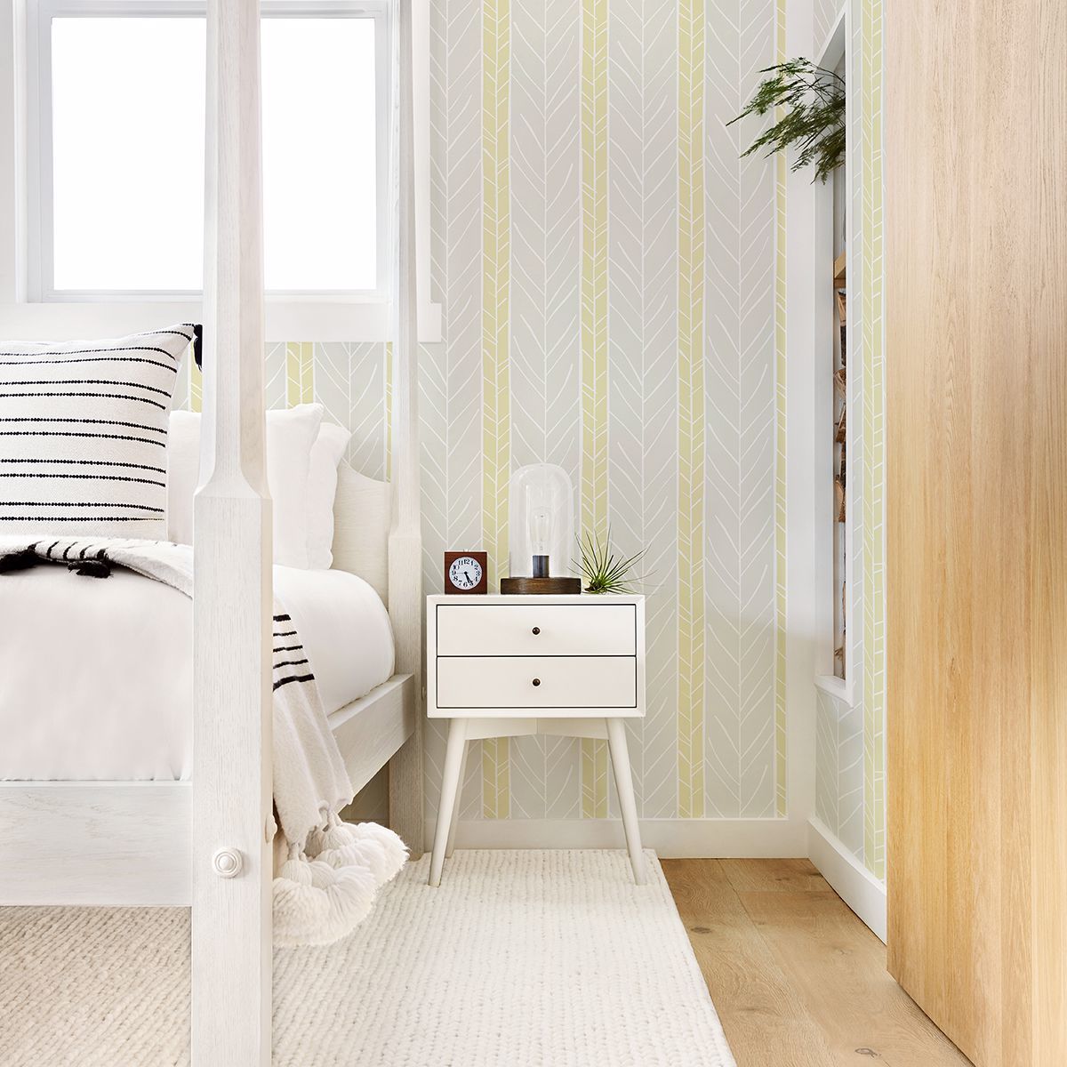 Lottie Yellow Stripe Wallpaper - Brewster Wallcovering