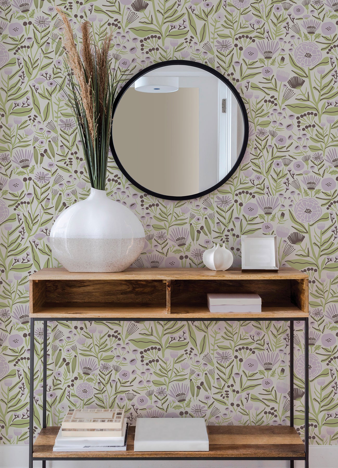 Lilac Marigold Forest Flower Peel and Stick Wallpaper - Brewster Wallcovering