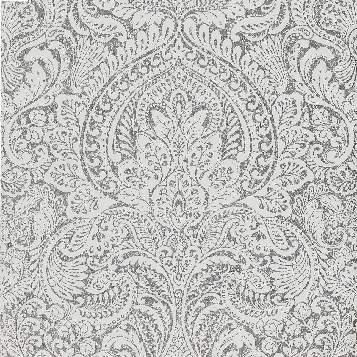 Artemis Silver Floral Damask Wallpaper - Brewster Wallcovering