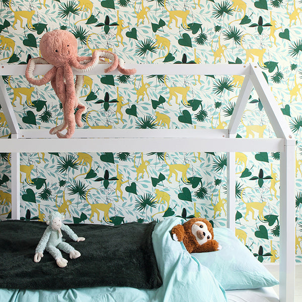 Langur Yellow Monkey Troop Wallpaper - Brewster Wallcovering