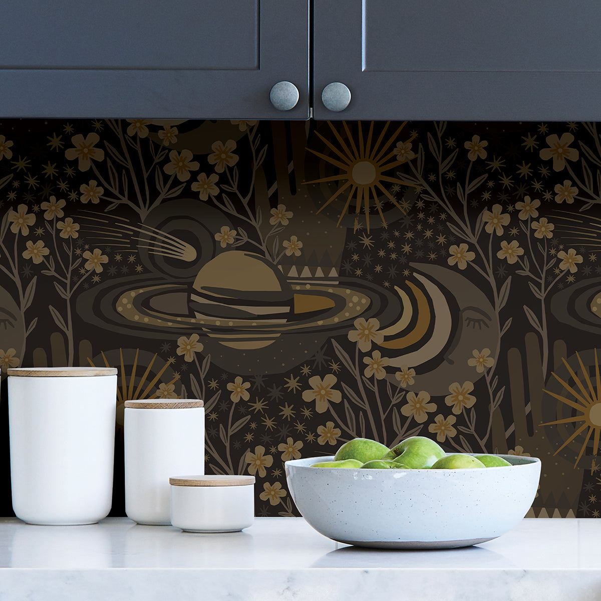 Black Ethereal Cosmos Peel and Stick Wallpaper - Brewster Wallcovering