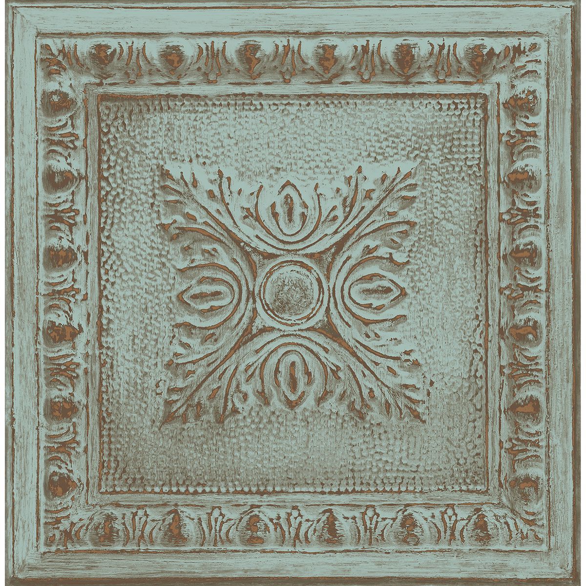 Picture of Hillman Turquoise Ornamental Tin Tile Wallpaper