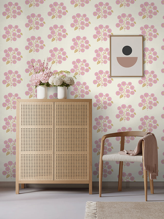 Lilac Sienna StrawFlower Peel and Stick Wallpaper - Brewster Wallcovering