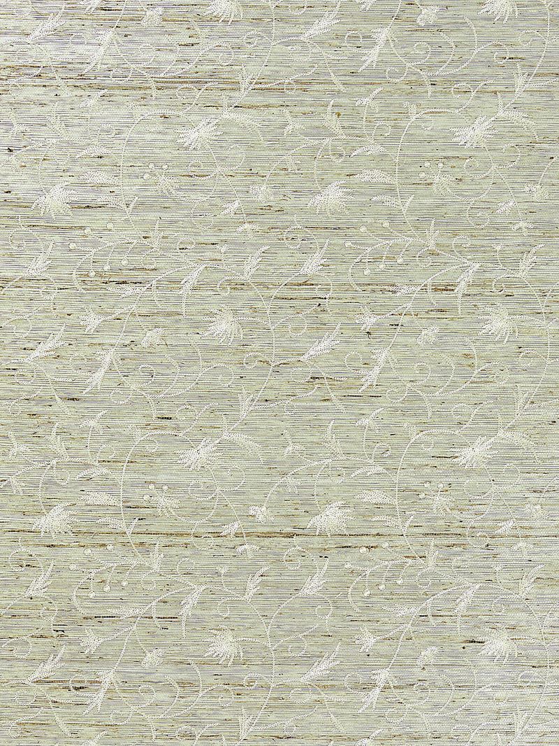 Scalamandre Wallpaper SC 0001WP88384 Olivia Embroidered Grasscloth Winter Wheat