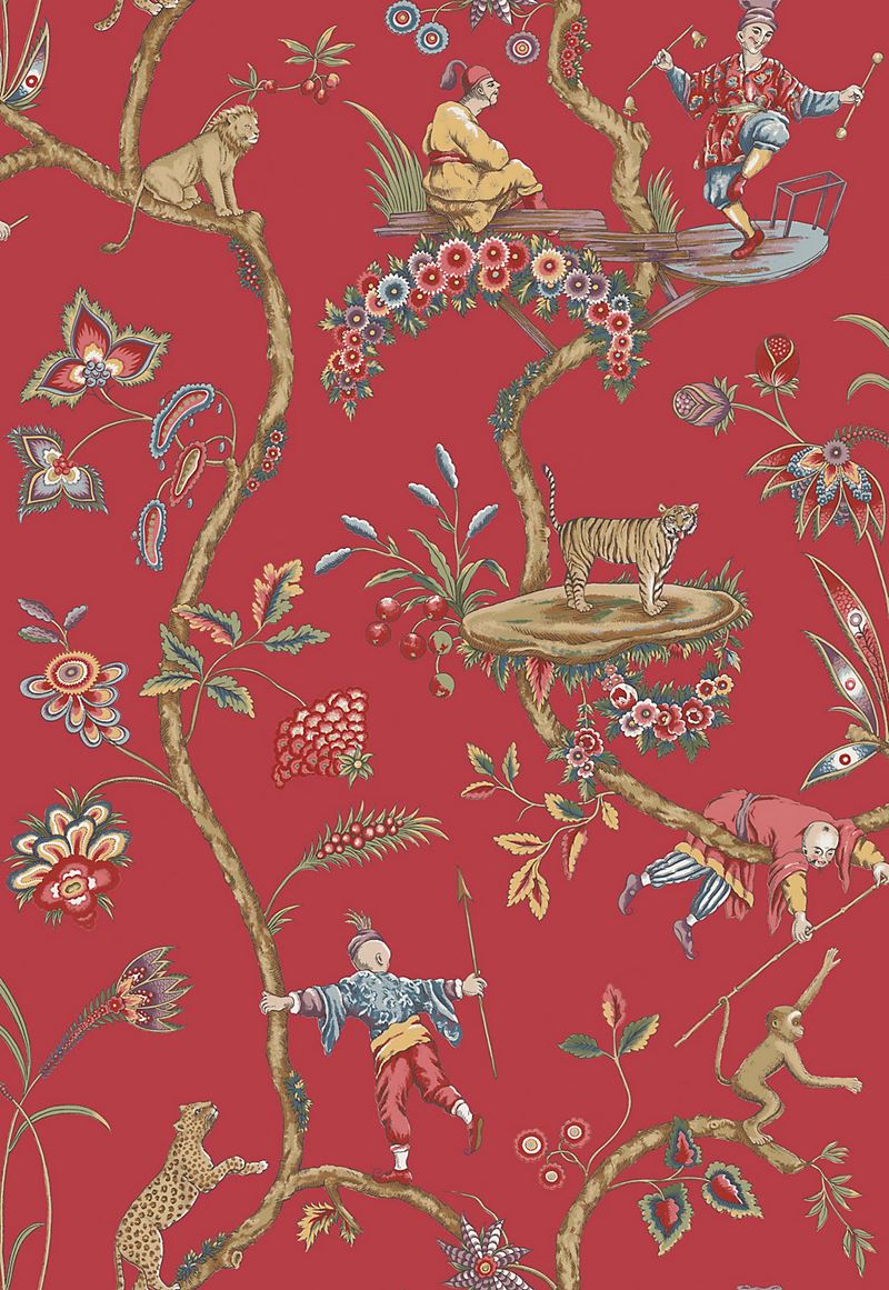 Scalamandre Wallpaper SC 0002WP81547 Chinoise Exotique Tomato