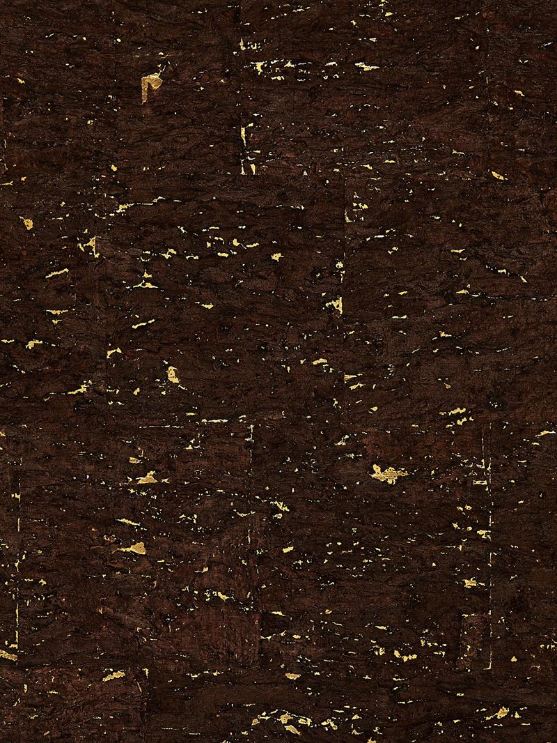 Scalamandre Wallpaper SC 0002WP88352 Carbonized Cork Espresso & Gold