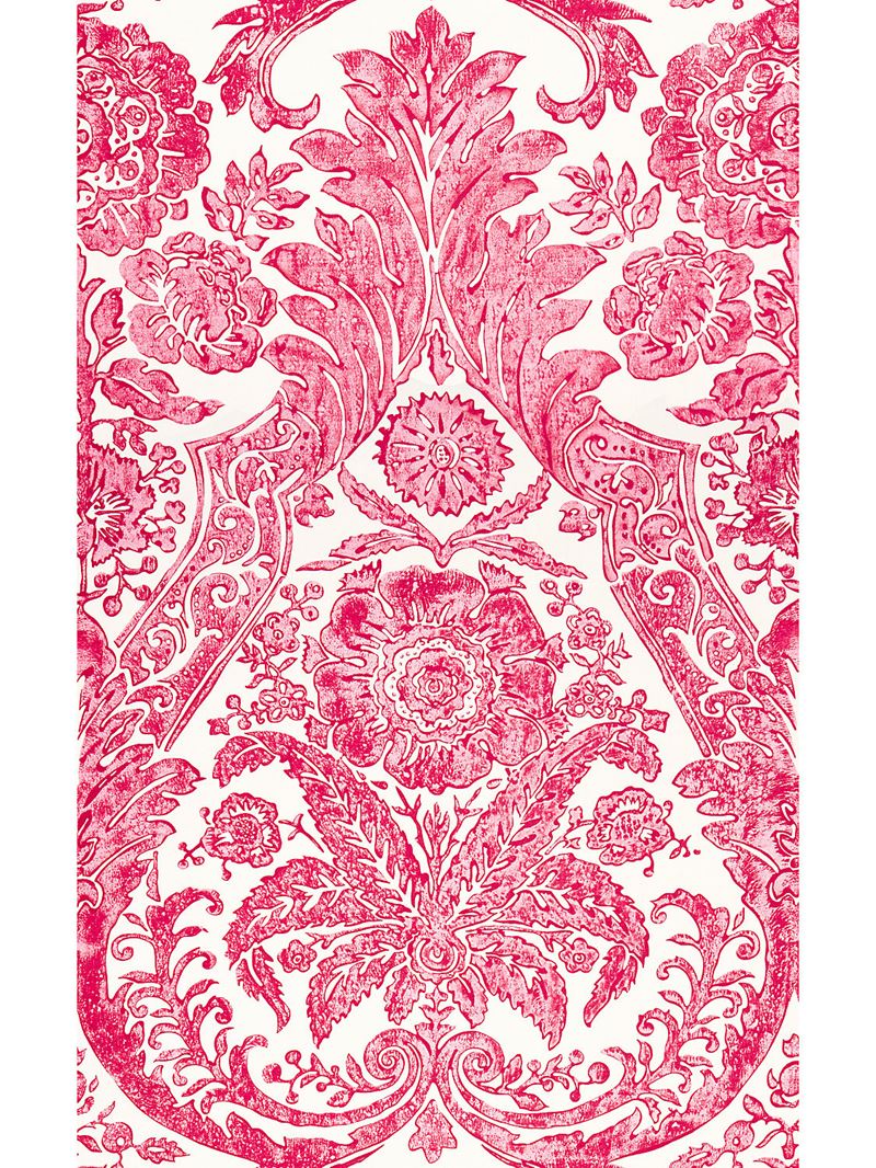 Scalamandre Wallpaper SC 0002WP88354 Luciana Damask Print Raspberry