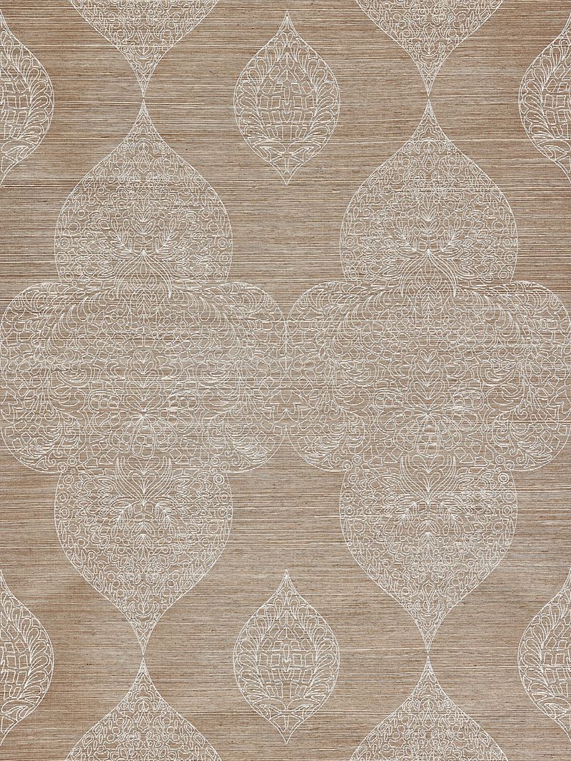 Scalamandre Wallpaper SC 0002WP88555 Taj Embroidered Sisal Nutmeg