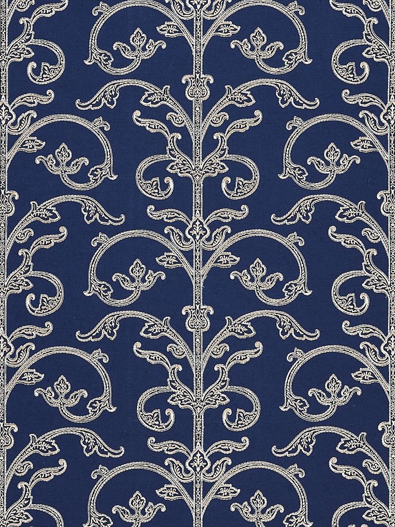 Scalamandre SC 0003WP88558 Saxony Scroll Wallcovering Navy